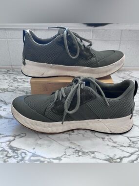 Sorel Women's Out N About III Low Waterproof Sneakers in “Stone Green”